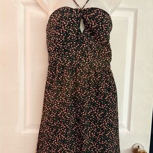 2/$30 Black Floral Strapless Sundress with Pink Floral Print